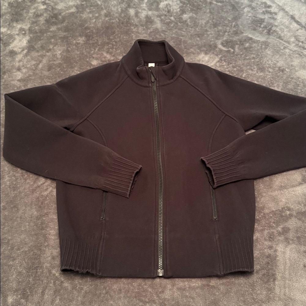Lululemon Black Jacket, Full Zip, Zippered Pockets, Mock Neck, Size 6